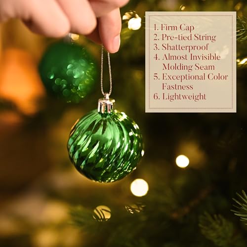 Emerald Green Christmas Tree Ball Ornaments 2.36 Inches - Valery Madelyn