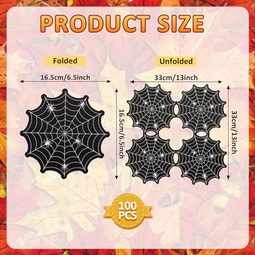 Halloween Spiderweb Paper Napkins Bulk 3-Ply Party Table Decor 100 Pack
