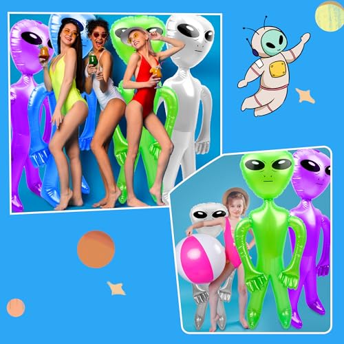 Giant Inflatable Alien Balloons Set - 4 Pack Large Space Party Decorations