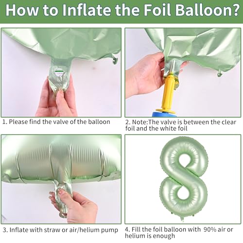 Sage Green 18th Birthday Balloons Set - Foil Number 18 & Heart Decorations