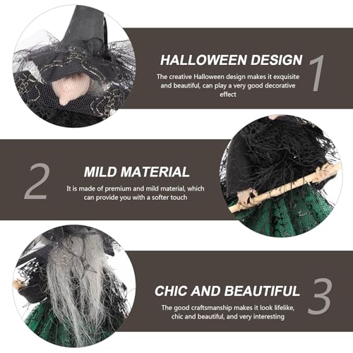 Halloween Witch Tree Topper Decor - Gnome Doll with Web & Hat