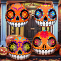 Halloween Inflatable Sugar Skull & Pumpkin Decor Pack - Indoor Outdoor