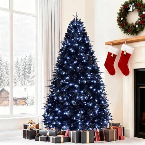 Black Pre-lit 4FT Artificial Christmas Tree with 150 Lights & Hinged Branches