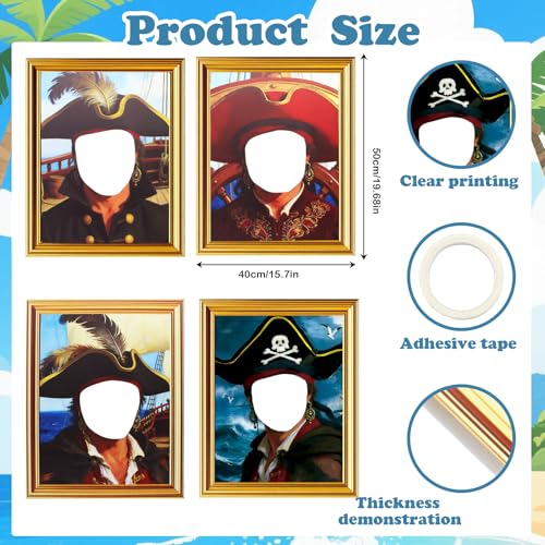 Pirate Captain Photo Props Set - Cartoon Sponge Party Decorations, 4 Pieces