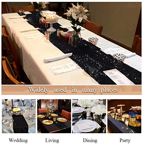 Black Sequin Table Runner 12x108 Inch Glitter Event Decor - Variation of THIS listing