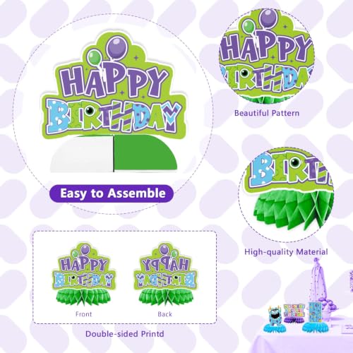 Monster Birthday Party Honeycomb Centerpieces - Blue Green Purple 9 Pack