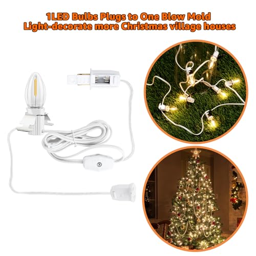 Christmas Village Lights Accessory Cord with 1 LED Bulb & Clips