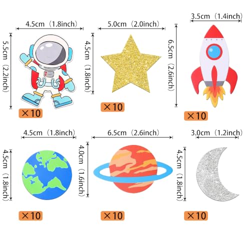 Edible Space Astronaut Cupcake Toppers Set - 12 Variations Planet Rocket Moon