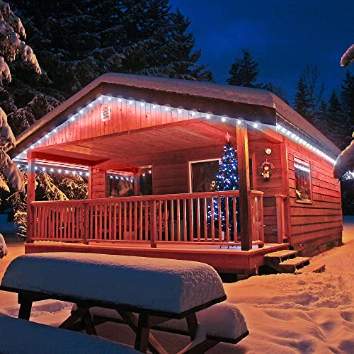 Outdoor White C9 String Lights - 50 LED Fairy Lights for Christmas & Holiday Decor, 33FT Extendable Safe Power Adapter