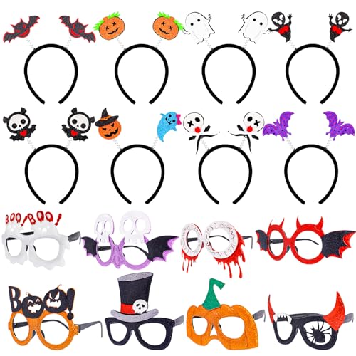 16PCS Halloween Glasses & Headbands Costume Set - Party Photo Props