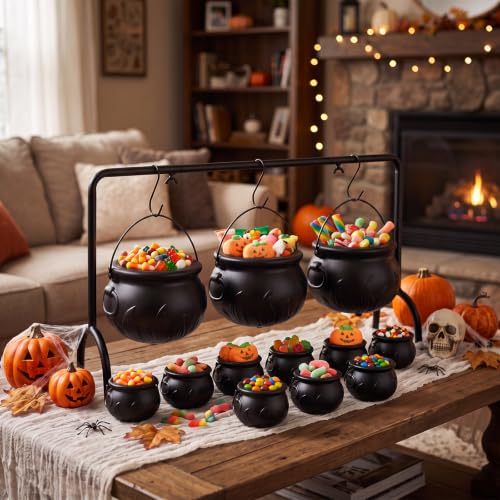 Halloween Witches Cauldron Set with Metal Stand and Mini Pots - Party Decor