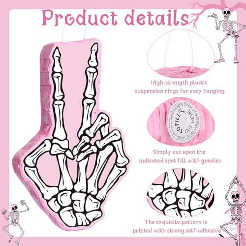 Bad Two the Bone Piñata Party Favors - Pink & White, V Sign Variation