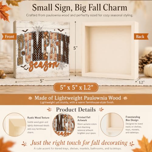 Halloween Fall Pumpkin Wood Sign FALL46 - Autumn Wall Decor for Home