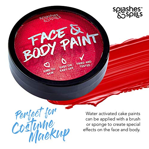 Water Activated SFX Face & Body Paint - Red Halloween & Cosplay Makeup 18g Cake Tub - Special Effects Costume Makeup