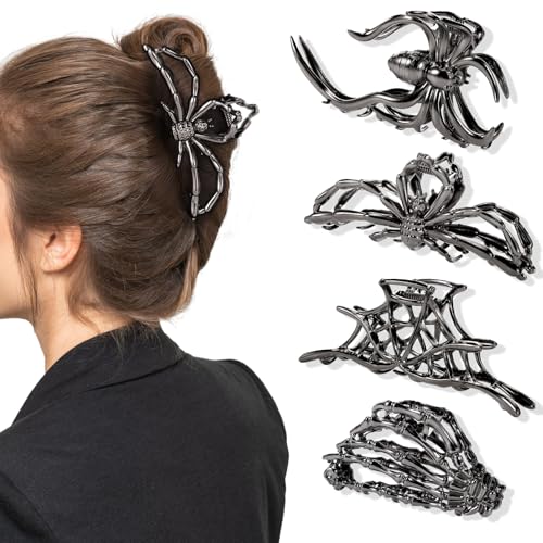 Large Metal Halloween Hair Claw Clips - Goth Accessories, Black - Variation: Black Halloween