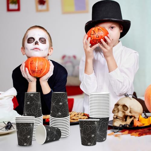 Halloween Spider Paper Cups 50 Pack - 9 oz Disposable Party Tableware