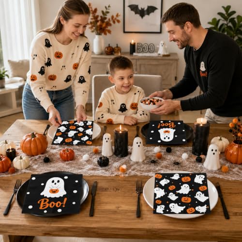 80PCS Halloween Paper Napkins Ghost Pumpkin Bat Party Supplies