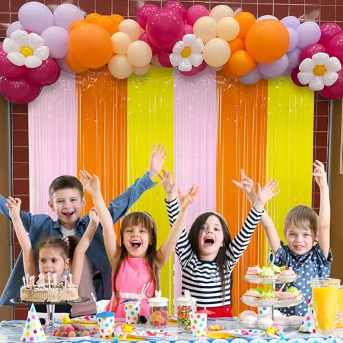 Partyzoa 2 Pack Groovy Foil Fringe Curtains Backdrop for Birthday Parties