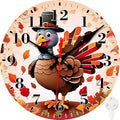 Silent Battery Operated Wall Clock - Cute Thanksgiving Turkey Decor 12 Inch