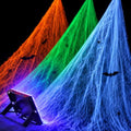 Halloween Spider Web Decorations with Black Light Lamp - 1000 Sq Ft Coverage, Includes Fake Spiders & Bats