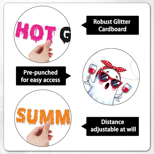 Hot Ghoul Summer Decorations Banner Set with Hanging Swirls - Party Decor
