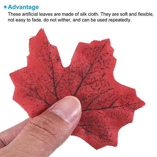 Artificial Maple Leaves Fall Decor 200 Pcs Red Autumn Foliage for Crafts & Wreaths