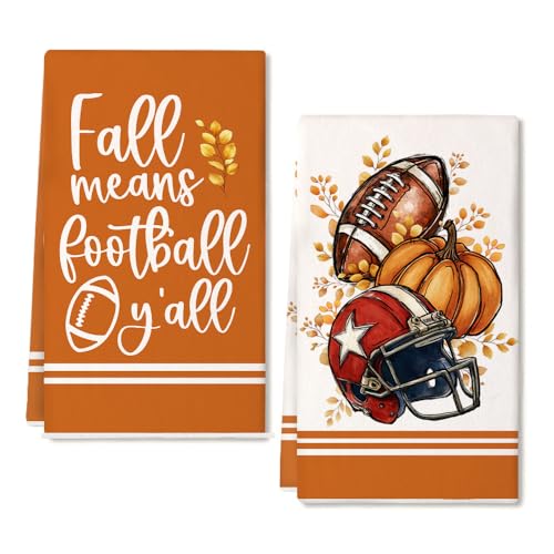 Pumpkin Fall Kitchen Towels Set of 2 - Orange Decorative Dish Towels