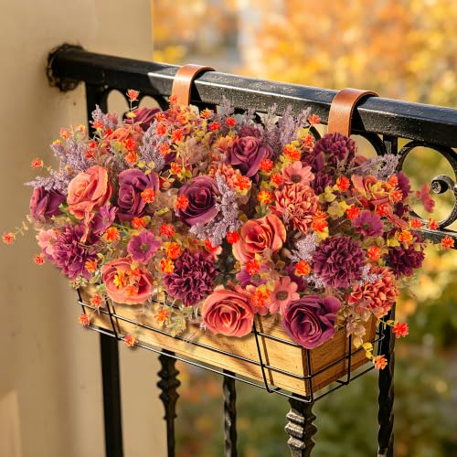 Artificial Fall Flowers for Vase - Orange & Brown Autumn Centerpiece