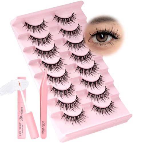 Ahrikiss Clammy Manga Wet Look False Eyelashes Kit with Glue & Tweezers