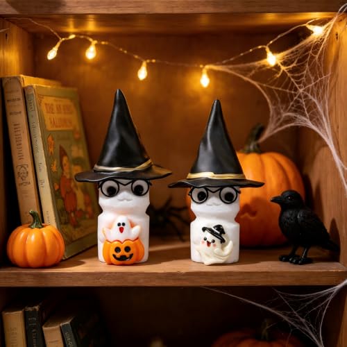 Cute White Marble Ghost Halloween Figurine - 3.5 Inch Holiday Decor