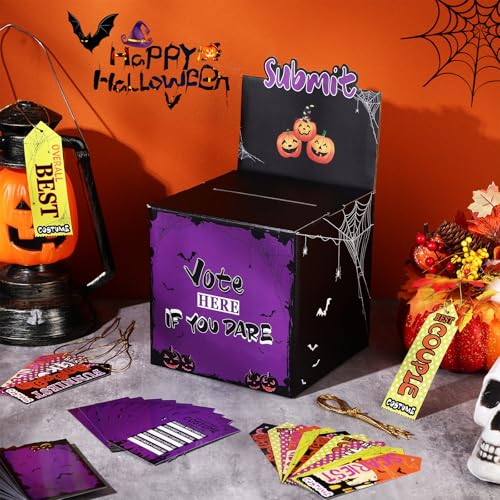 Halloween Costume Contest Ballot Kit - Purple, 51 Pcs Voting Box & Cards