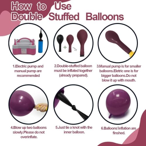 Black Pink Purple Balloons Double Stuffed Balloon Garland Kit for Halloween Birthday Baby Shower Wedding