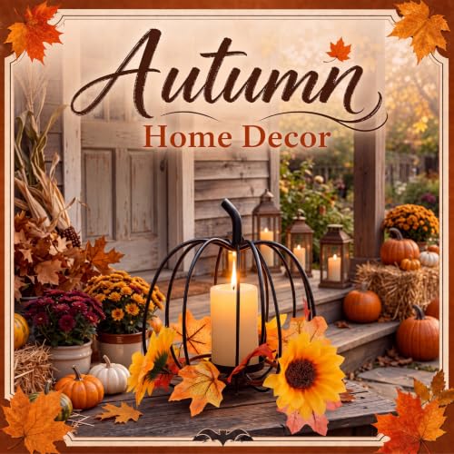 Metal Pumpkin Candle Holder - Fall Table Centerpiece for Autumn Decor