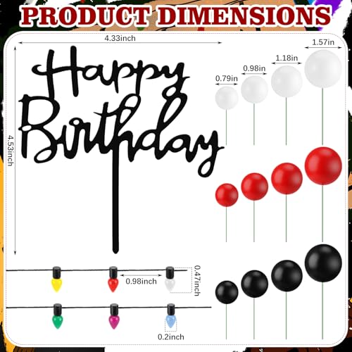 Black and Red Birthday Cake Topper Set with Lights - Horror Theme Party Decorations