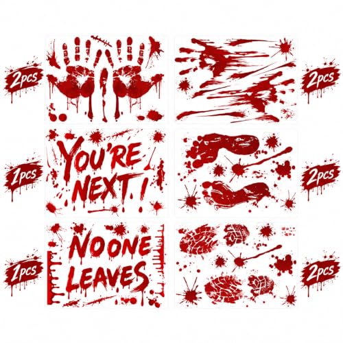 Halloween Bloody Handprint Footprint Stickers - 10 Sheets Horror Decorations