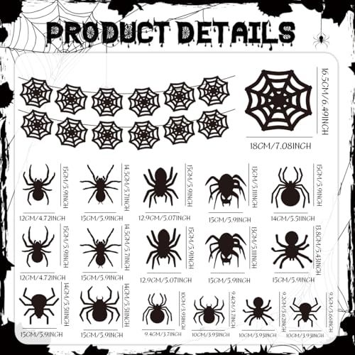 Halloween Spider Web Decorations Set - Black Cobwebs, Spiders & Swirls for Party & Haunted House