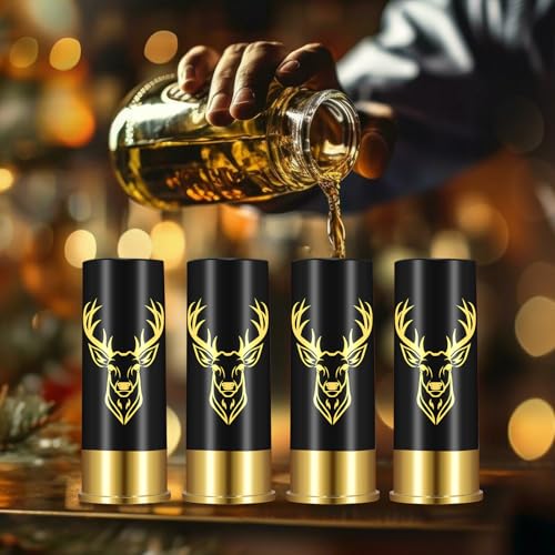 Black Deer Head Shot Glass Set of 4 with Christmas Gift Box - Rustic Wildlife Liquor Cups