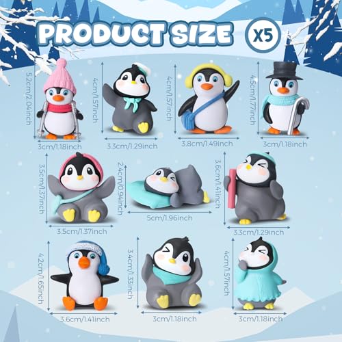 Mini Penguin Cake Toppers - 50pcs Arctic Animal Figurines for Cakes & Party Decor