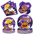 Halloween Party Plates and Napkins Set - Orange05, 150 Pcs Halloween Dinnerware for Up to 50 Guests