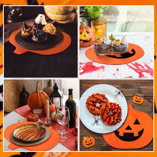 Halloween Pumpkin Placemat Set - Smile Variation, 4 Pcs Jack O Lantern Table Mats