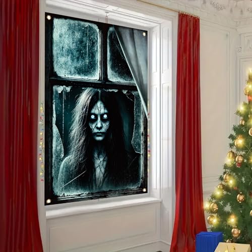 Halloween Ghost Girl Window Cover 47x31 Inch Haunted House Decoration Horror Decal