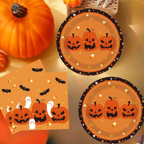 Halloween Party Plates Tableware Set Spooky Disposable Dinnerware - Halloween004