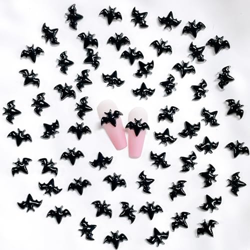 Black Halloween Bat Nail Charms Set - 30pcs 3D Resin Nail Art Decorations