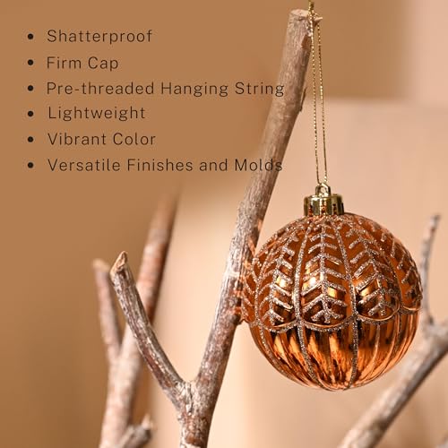Fall Ornaments Christmas Tree Decorations - Autumn Glow 9pcs 3.15 Inch Orange Harvest
