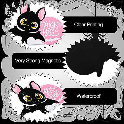 Halloween Refrigerator Magnets Set - Pink Pumpkin Ghost Spider Bat Decals for Fridge & Metal Surfaces