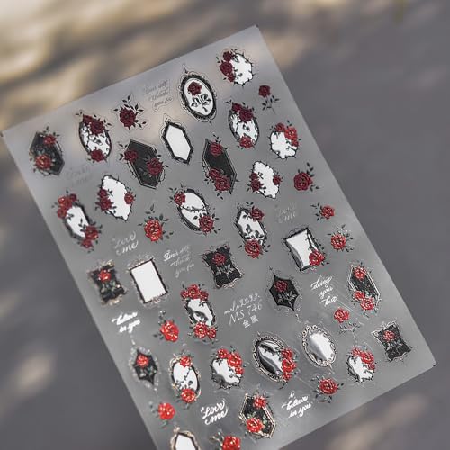 SoftSoul Black Mirror 5D Embossed Nail Stickers - Self-Adhesive Nail Art Accessories