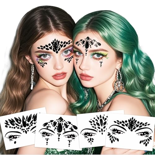 Black Tears Face Jewels Tattoo Body Gems Stickers - Variation BLA