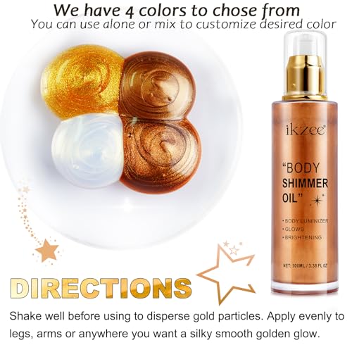 Body Shimmer Oil 100ml - Golden Brown Long Lasting Moisturizer & Illuminator