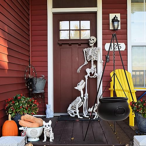 Large Outdoor Witches Cauldron with LED Light and Tripod for Halloween Yard Decorations