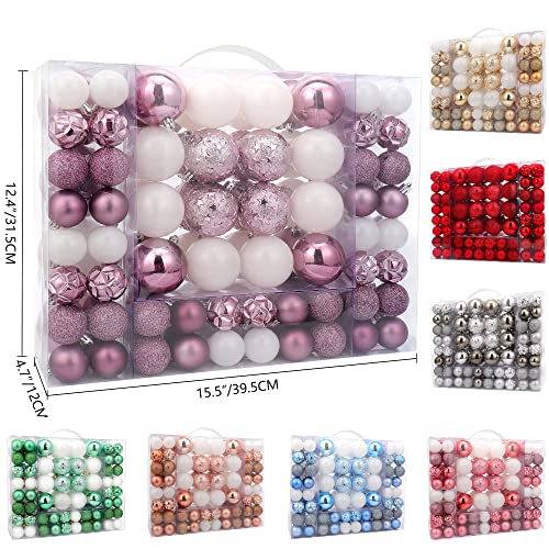 87pcs Christmas Ball Ornaments Set - Shatterproof Lilac Holiday Decorations with Gift Package